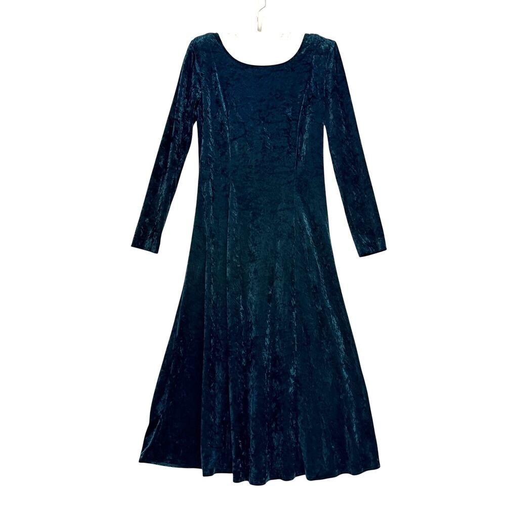 Vintage Molly Malloy Crushed Velvet Rosette Maxi Dress Whimsigoth Fairy Goth